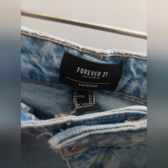 High Rise Tapered jeans lightwash distressed Buttonfly 33 New Skater Grunge - Picture 4 of 5